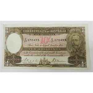 An Australian ten Shilling Banknote, Riddle & Sheehan, 1933