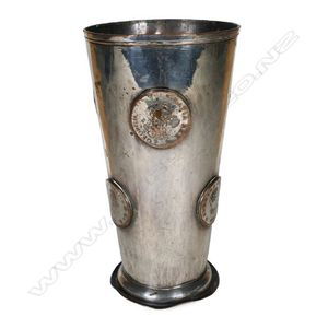 A Georgian Old Sheffield Plate tavern gambling beaker, tapering…