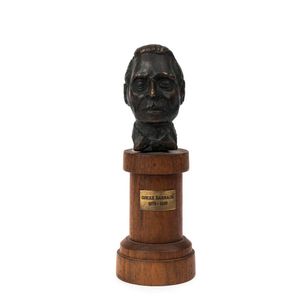 Oskar Barnack commemorative cast bronze bust on wooden plinth…