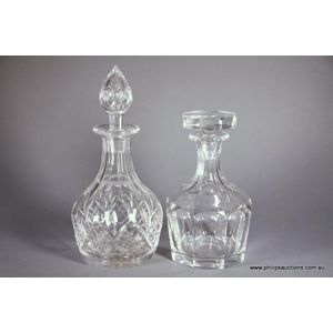 Two cut crystal decanters, Orrefors and Stuart. Later 20th…