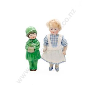 All bisque and china dolls, bisque with painted features and…