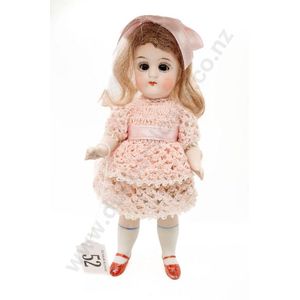 German all bisque doll, brown sleeping eyes closed mouth light…