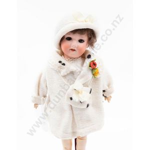 Armand Marseille bisque doll, blue sleeping eyes brown mohair…