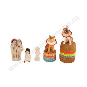 Mixed group, two china dog models, child moulded composition…