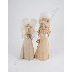 Two china shoulder plate dolls, painted features blonde mohair…