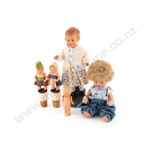 (German) painted bisque character doll, moulded and painted…