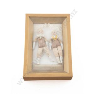 Two small German china shoulder plate dolls, blonde moulded…