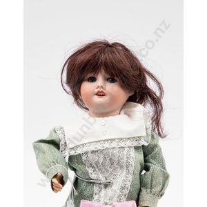 SFBJ bisque doll, blue sleeping eyes, dark brown nylon wig on…