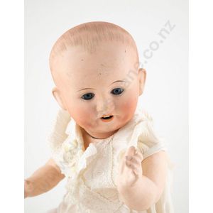 Morimura Bros Nippon bisque character baby doll, blue…