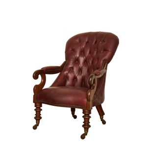 Australian cedar easy chair, c. 1880, the buttoned padded back ...