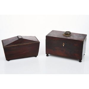 Two Victorian cedar tea caddies, 19th century, one of…