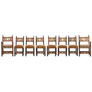 A set of eight European parcel gilt walnut chairs in the&hellip;