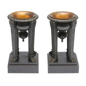 A pair of French neo-classical bronze pastille burners, late…
