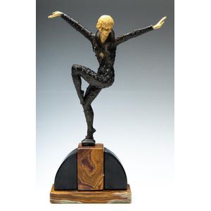 After Chiparus, a Deco bronze finish Regulus and resin dancer…