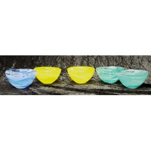 Five Kosta Boda art glass votive candle holders, designed by by…