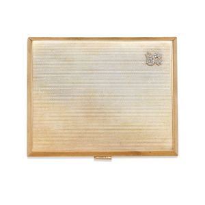 Gold and diamond cigarette case, the rectangular case with…