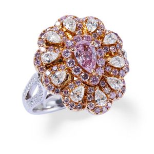 Fancy Intense Pink Diamond Cluster Ring - Rings - Jewellery