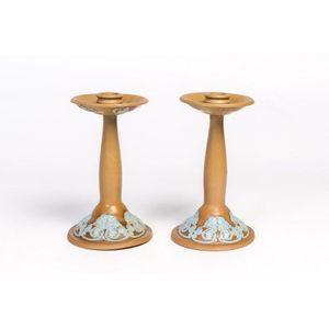 A pair of Doulton Lambeth Art Nouveau slipware decorated…