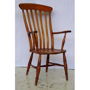 Antique Slat back Windsor chair, with elm wood seat, 59 cm wide,&hellip;