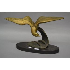 French Art Deco bronze figure of a seagull, signed I Rochard,…