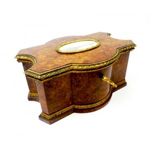 Fine brass bound amboyna (or similar) trinket box c.1900, with…