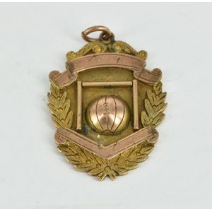 An antique Australian 9ct gold medal, crested shield with…