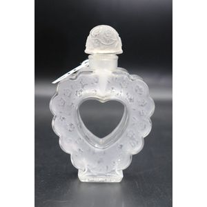 Lalique scent bottle, French crystal heart shape bottle with…