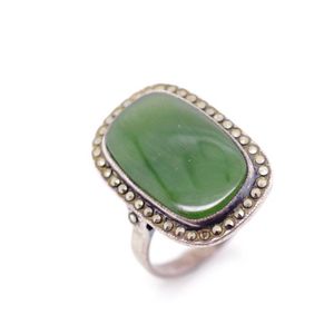 Stunning 925 Sterling Silver Green Gaspeite Bluish Stone  925 Sterling silver and Malachite ring 8.3g Size 11 main image 1