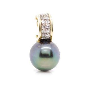 Pendentif Perle De Tahiti 10 Mm En Or 18K Avec Diamant - Élégance Française