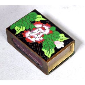 Chinese cloisonne match box holder, decorated on both sides, 6…