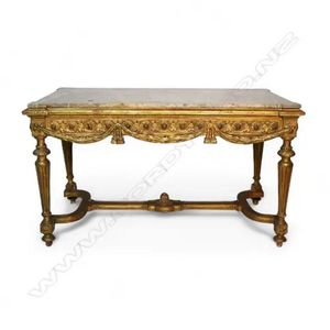 French Louis XV Style Gilt Wood Marble Console Table - Tables - Side ...