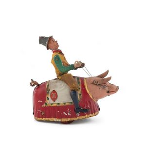 Mechanical 'Paddy and the Pig' by Lehmann lithographed tin…