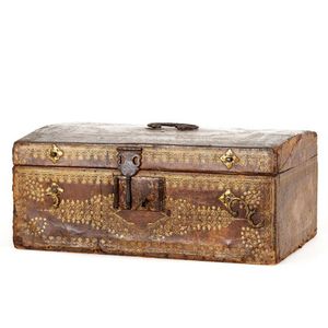 A rare French 17th century tooled leather document box, Louis…