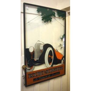 Rochet-Schneider framed glass panel, 92 cm x 62 cm