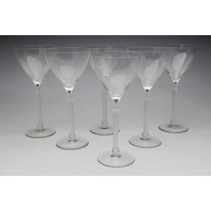 Lalique Treves MARKED Crystal Bordeaux Wine Glasses, 5 3/4in Blown