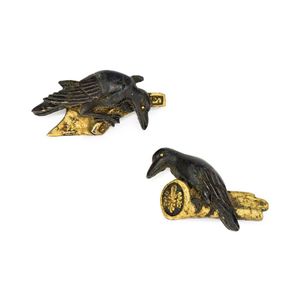 Japanese Raven Menuki Pair: Intricate Design, 27mm Length - Ceramics ...