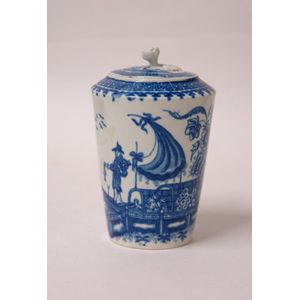 RINGTONS fashion TEA MERCHANTS Flow Blue Willow Porcelain Tea Canister Jar