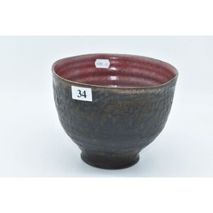 Ceramic Handpainted Glazed Large Oval Bonsai Pot in Butterscotch 28 x 23 x 5.5cm 