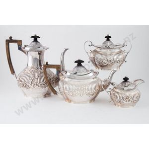 Silver plate four piece tea & coffee set quatrefoil outline…