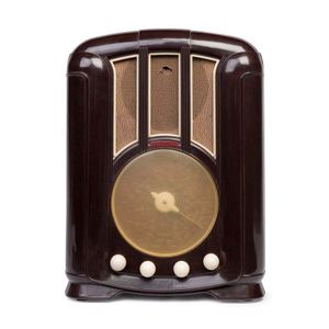 Airzone brown and cream bakelite tombstone radio, 43 cm high,…