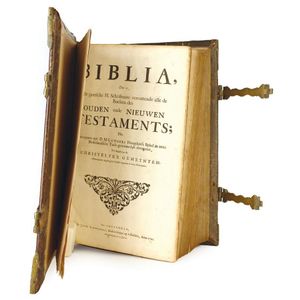 An early 18th century large Dutch decorative leather bound…
