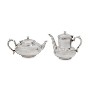 A silver plated Challenge Perfect teapot and coffee pot, circa…