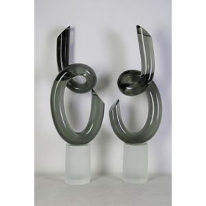 Pair of Seguso Murano Art Glass abstract sculptures, signed to…