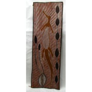 A bark painting 'Crocodile' Artist Unknown, with rarrk cross…