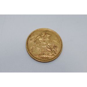 1877 Melbourne St. George reverse sovereign, Queen Victoria…