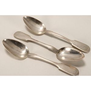 Set of three Russian 19th century silver spoons, marked, 84,…