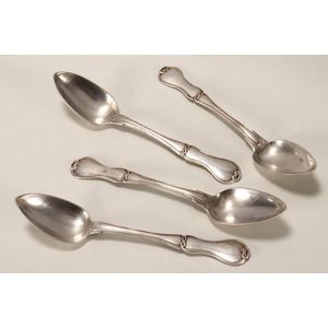 Set of four Russian 19th century Russian tea spoons, marked, 84,…