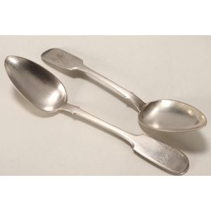 Pair of 19th century Russian silver spoons, marked 84, Riga,…