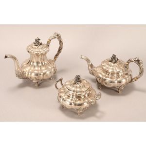 Russian 19th century silver three piece tea and coffee set,…