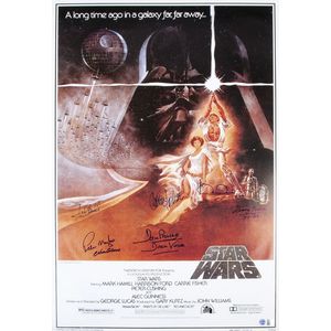 'Star Wars', one-sheet poster (1993 re-issue) signed by 6…